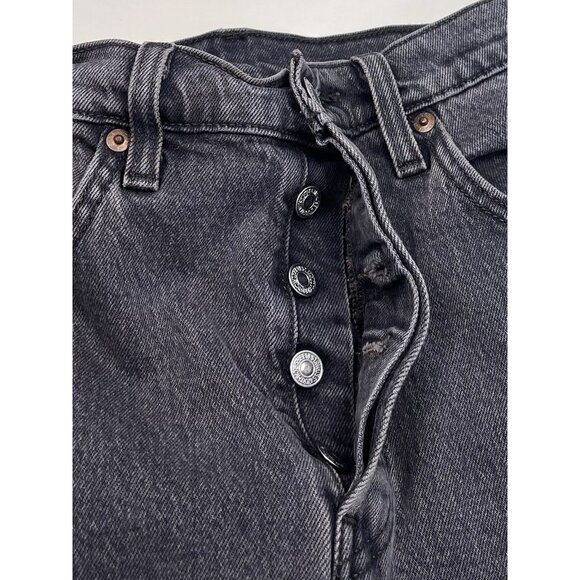 LEVI'S 501 Womens 30x26 Gray Denim Raw Hem Cropped Button-Fly JEANS EUC - Picture 3 of 7